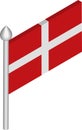 Vector Isometric Illustration of Flagpole with Sovereign Military Order of Malta Flag