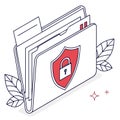 Secure digital folder with shield and padlock icon for data protection Royalty Free Stock Photo