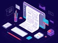 Isometric Illustration of Graphic Design Workspace and Web Development Royalty Free Stock Photo