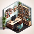 Isometric Home Office Illustration. A Modern and Stylish Space for Productivity Royalty Free Stock Photo