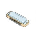 Isometric Illustration of a Light Blue Harmonica Royalty Free Stock Photo