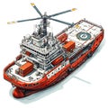 Offshore Support Vessel with Helicopter Deck Royalty Free Stock Photo