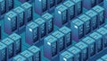 Isometric illustration of modern server racks in a data center Royalty Free Stock Photo
