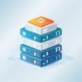 Modern Data Server Stack with Cloud Security Royalty Free Stock Photo