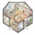Isometric illustration of a modern smart home interior. The layout Royalty Free Stock Photo
