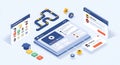 Isometric Illustration of Online Learning Platform Interface Royalty Free Stock Photo