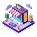 Isometric illustration of an online store with secure payment options Royalty Free Stock Photo
