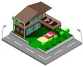 isometric illustration, privat house, own garden, vector illustration