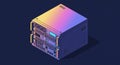 Isometric illustration of a server rack with multiple units stacked. The server displays Royalty Free Stock Photo