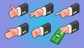 Isometric Illustration Set of Gestures Hands of Businessman