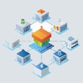 Isometric Digital Network Hub and System Architecture Royalty Free Stock Photo