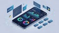 Mobile Data Analytics and Software Development Isometric Concept Royalty Free Stock Photo