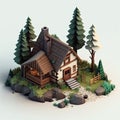 Isometric illustration of a simple house