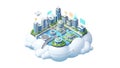 Smart City Isometric, Cloud Computing, Future Technology Concept Royalty Free Stock Photo