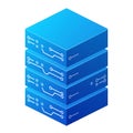 Isometric Illustration of a Stack of Blue Servers Representing Data Storage and Network Infrastructure Royalty Free Stock Photo