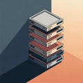Isometric illustration of stacked servers in a modern, minimalist style Royalty Free Stock Photo