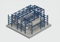 Isometric illustration of a steel building structure. The frame showcases Royalty Free Stock Photo