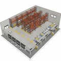 An isometric illustration of a warehouse interior with a high- Royalty Free Stock Photo