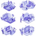 Isometric illustrations display various 5G technology applications. Royalty Free Stock Photo