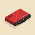 Isometric image of an old retro video cassette recorder. VCR. Royalty Free Stock Photo