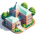 An isometric image of a school