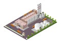 Isometric Industrial buildings composition with view of the facilities