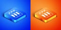 Isometric Industrial gas cylinder tank for all inert and mixed inert gases icon isolated on blue and orange background Royalty Free Stock Photo