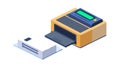 Isometric Industrial Printer, Manufacturing Logistics Printing, vector design Generative AI Royalty Free Stock Photo
