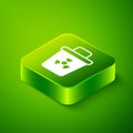 Isometric Infectious waste icon isolated on green background. Tank for collecting radioactive waste. Dumpster or Royalty Free Stock Photo