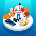 Isometric insurance composition background Royalty Free Stock Photo