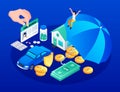 Isometric insurance composition background Royalty Free Stock Photo