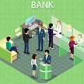 Isometric Interior of the Bank with People Royalty Free Stock Photo
