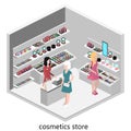 Isometric interior of cosmetics shop