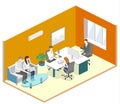 Isometric interior of director`s office. Flat 3D illustration cabinet.