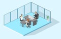 Isometric interior director`s office. Flat 3D illustration of cabinet.