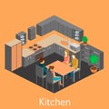 Isometric interior of kitchen Royalty Free Stock Photo