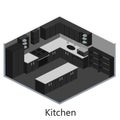 Isometric interior modern kitchen Royalty Free Stock Photo