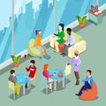 Isometric Interior Office Canteen and Relax Area with People Royalty Free Stock Photo
