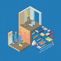 Isometric interior repairs concept. Vector flat 3d illustration. Royalty Free Stock Photo