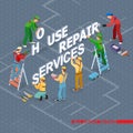 Isometric interior repairs concept. Vector flat 3d illustration. Royalty Free Stock Photo