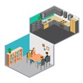 Isometric interior of rooms in the house Royalty Free Stock Photo