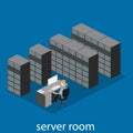 Isometric interior of server room. Royalty Free Stock Photo