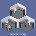 Isometric interior of server room. Flat 3D illustration. Royalty Free Stock Photo