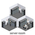 Isometric interior of server room. Flat 3D illustration. Royalty Free Stock Photo