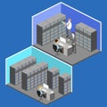 Isometric interior of server room. Flat 3D illustration. Royalty Free Stock Photo