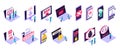 Isometric Internet Blocking Icon Set