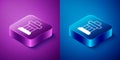Isometric Inukshuk icon isolated on blue and purple background. Square button. Vector