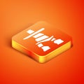 Isometric Inukshuk icon isolated on orange background. Vector