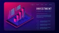 Isometric investment and financial advisory landing page concept.