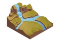 Isometric island with waterfall